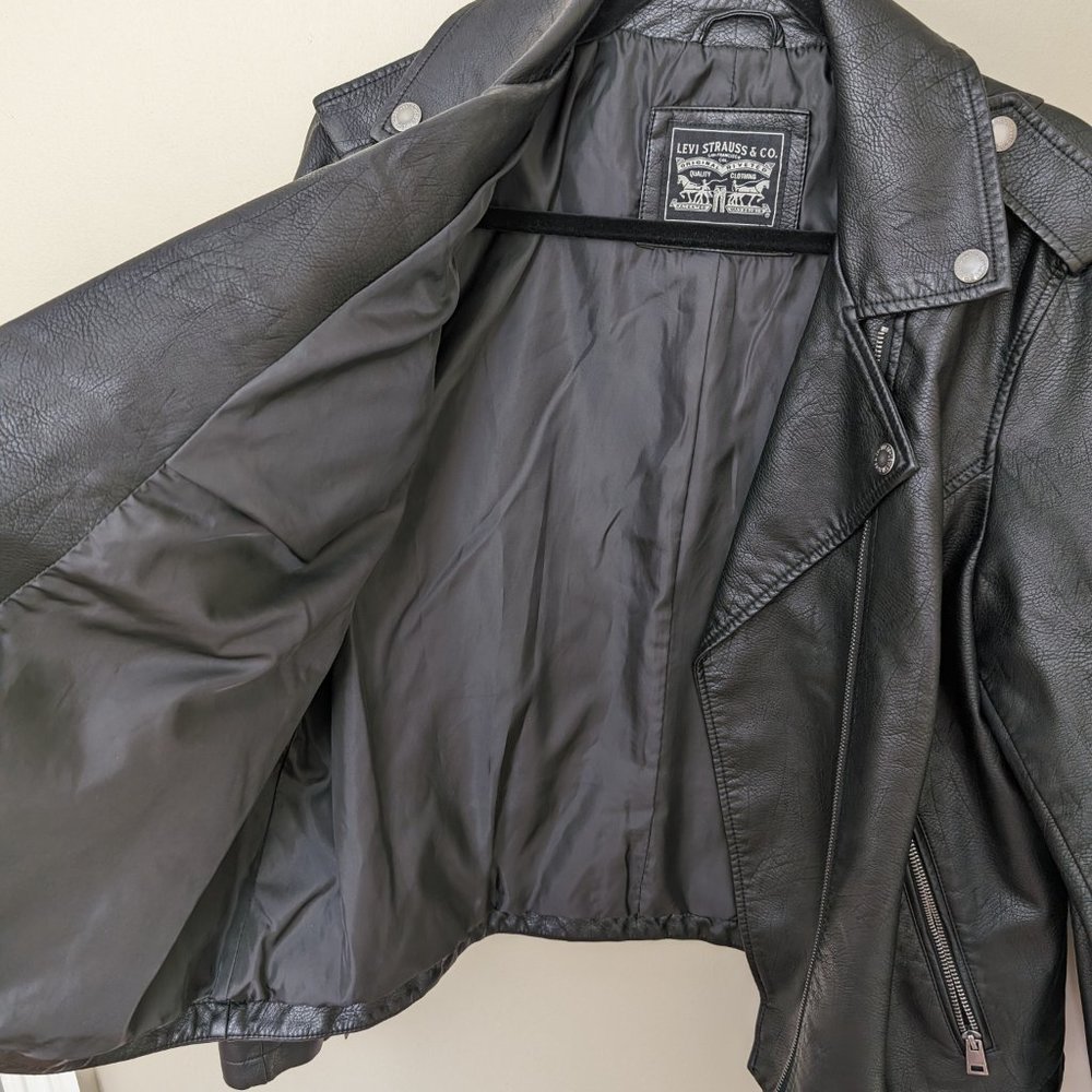 Women's Levi's Faux Leather Moto Jacket, Black, Size X-Large - Picture 5 of 6